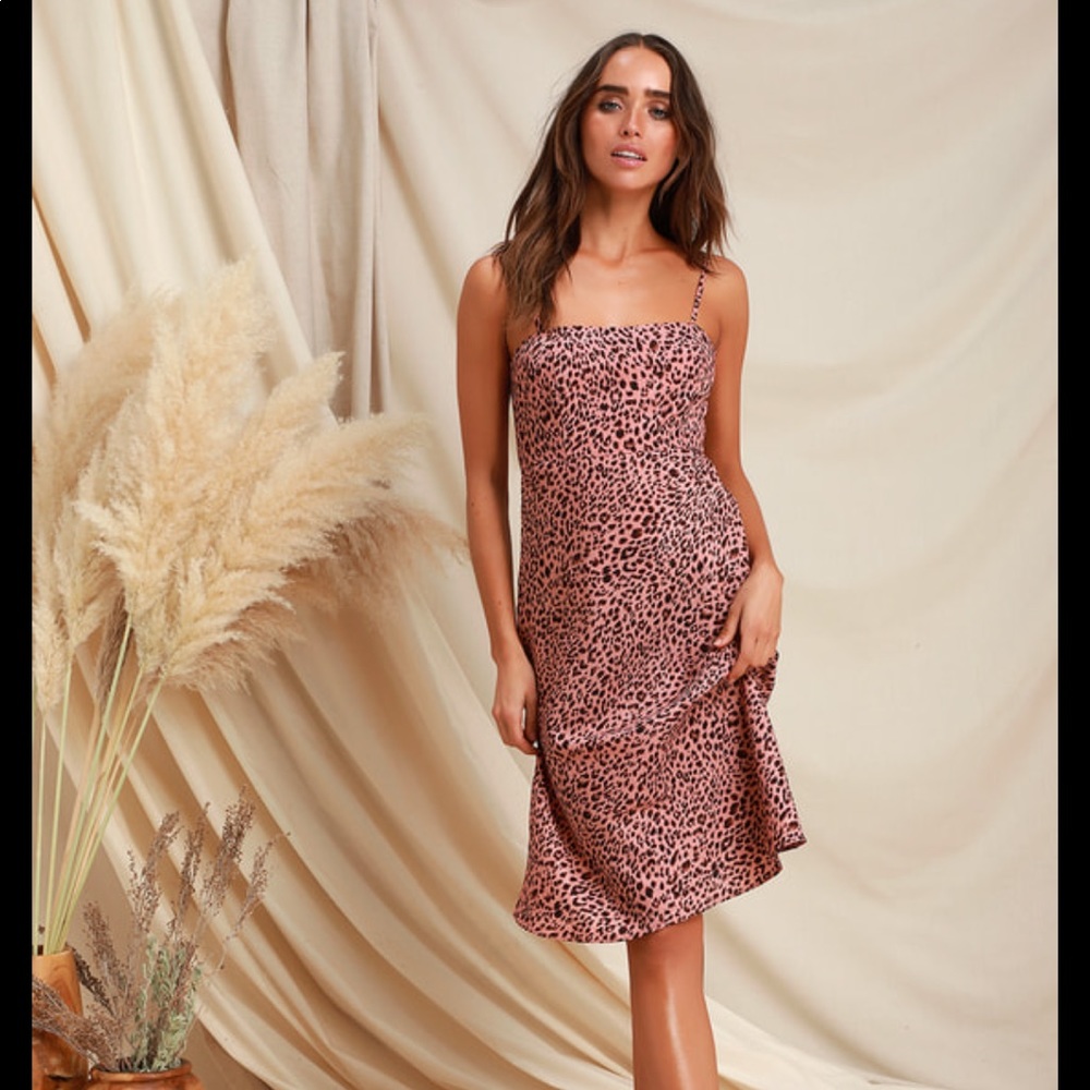 Lulus Wild Child Pink Leopard Print Midi Dress